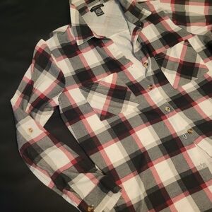 Robert Louis Womens 1X Plus Size Plaid Button Down Western Eclectic Grandpa Red